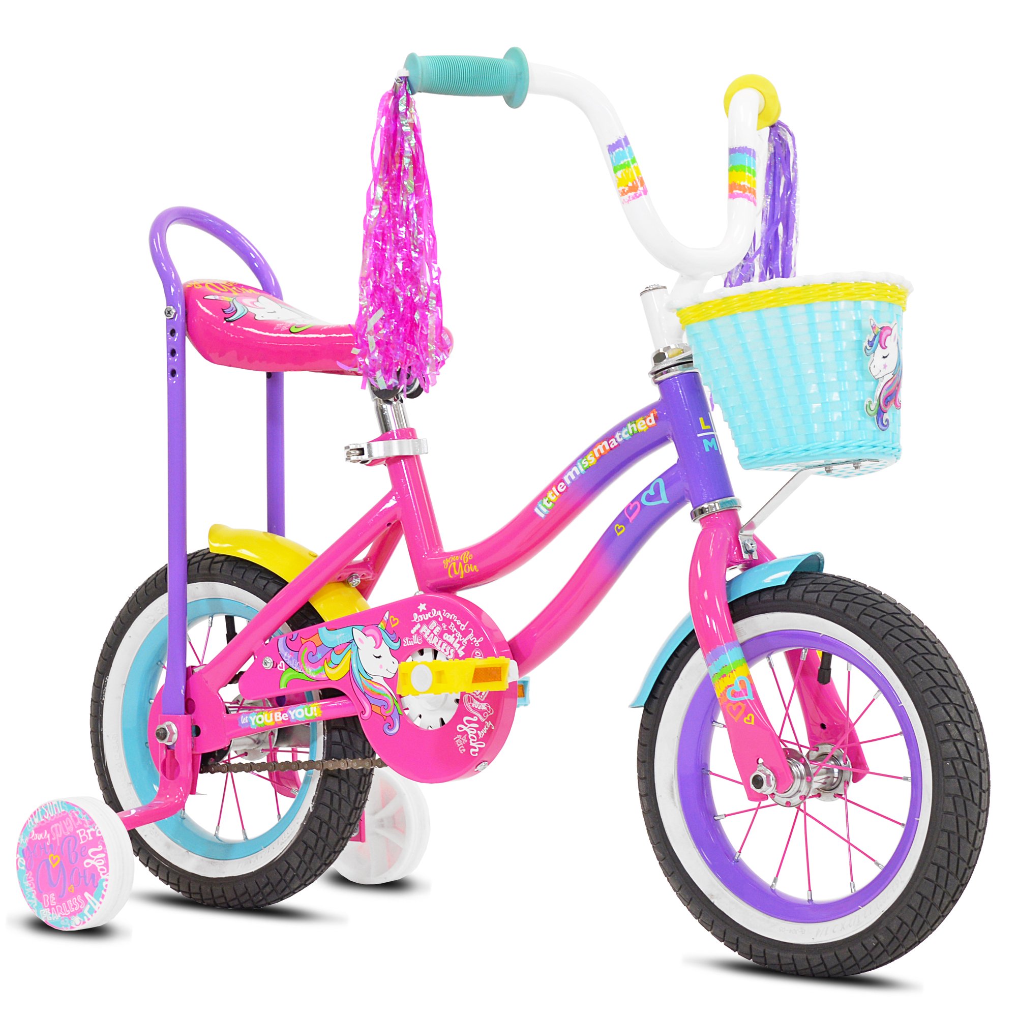 LittleMissMatched 12 In. Let You Be You Unicorn Bike. Pink and Purple