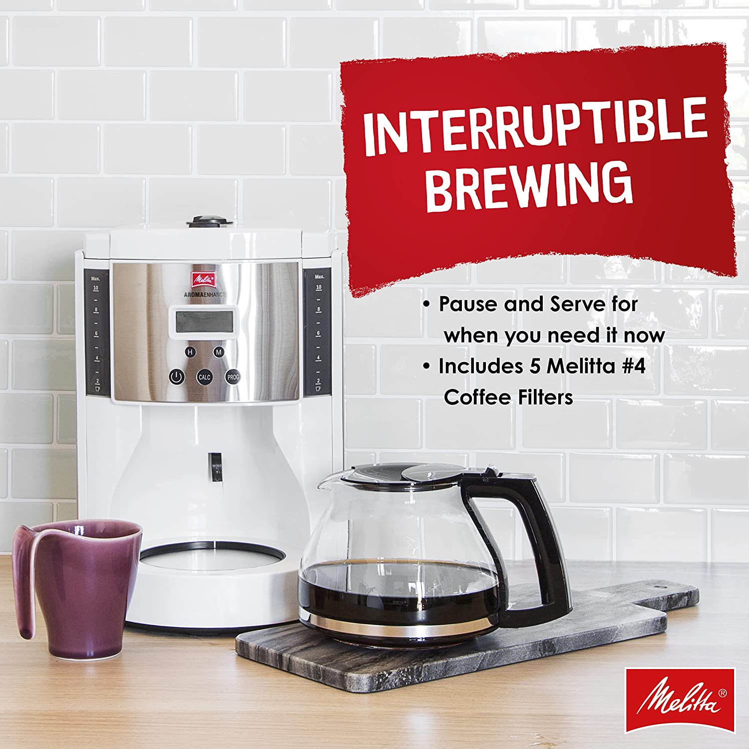 Melitta Aroma Enhance Drip Coffee Maker - Makes 10 Cups - White