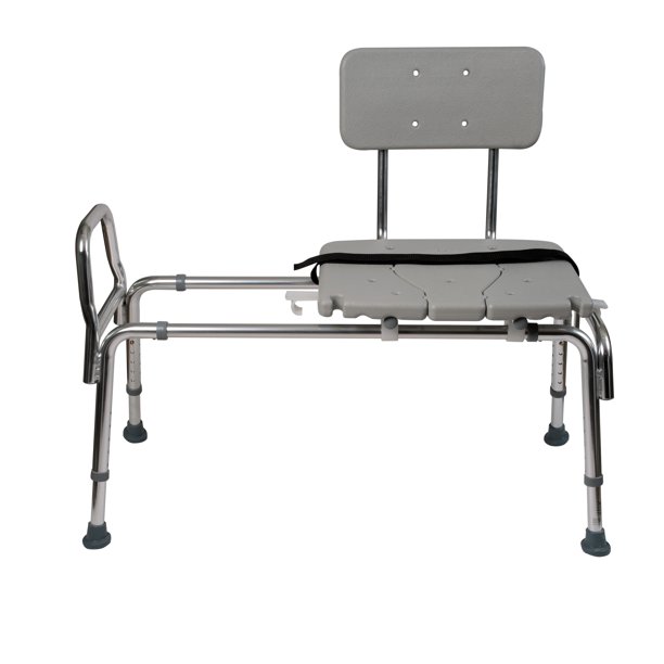DMI Tub Transfer Bench and Sliding Shower Chair. Heavy Duty Non Slip Aluminum Body & Seat