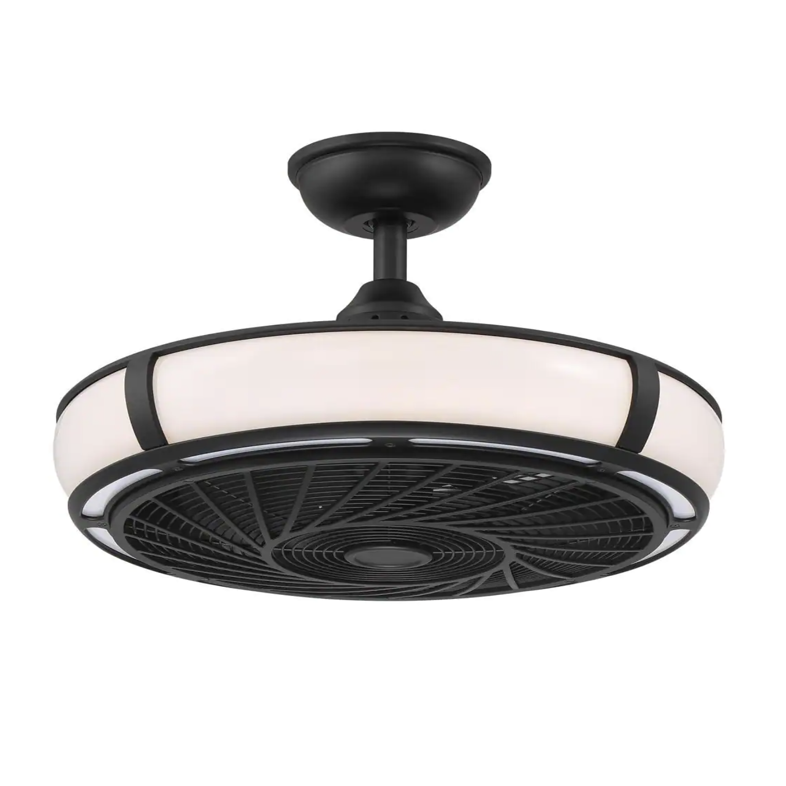 Home Decorators Collection Tuilene 21 in. Integrated LED Matte Black Ceiling Fan with Light and Remote Control (AK83-MBK)