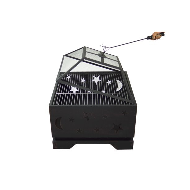 Pleasant Hearth Stargazer Square Steel Wood Burning Fire Pit