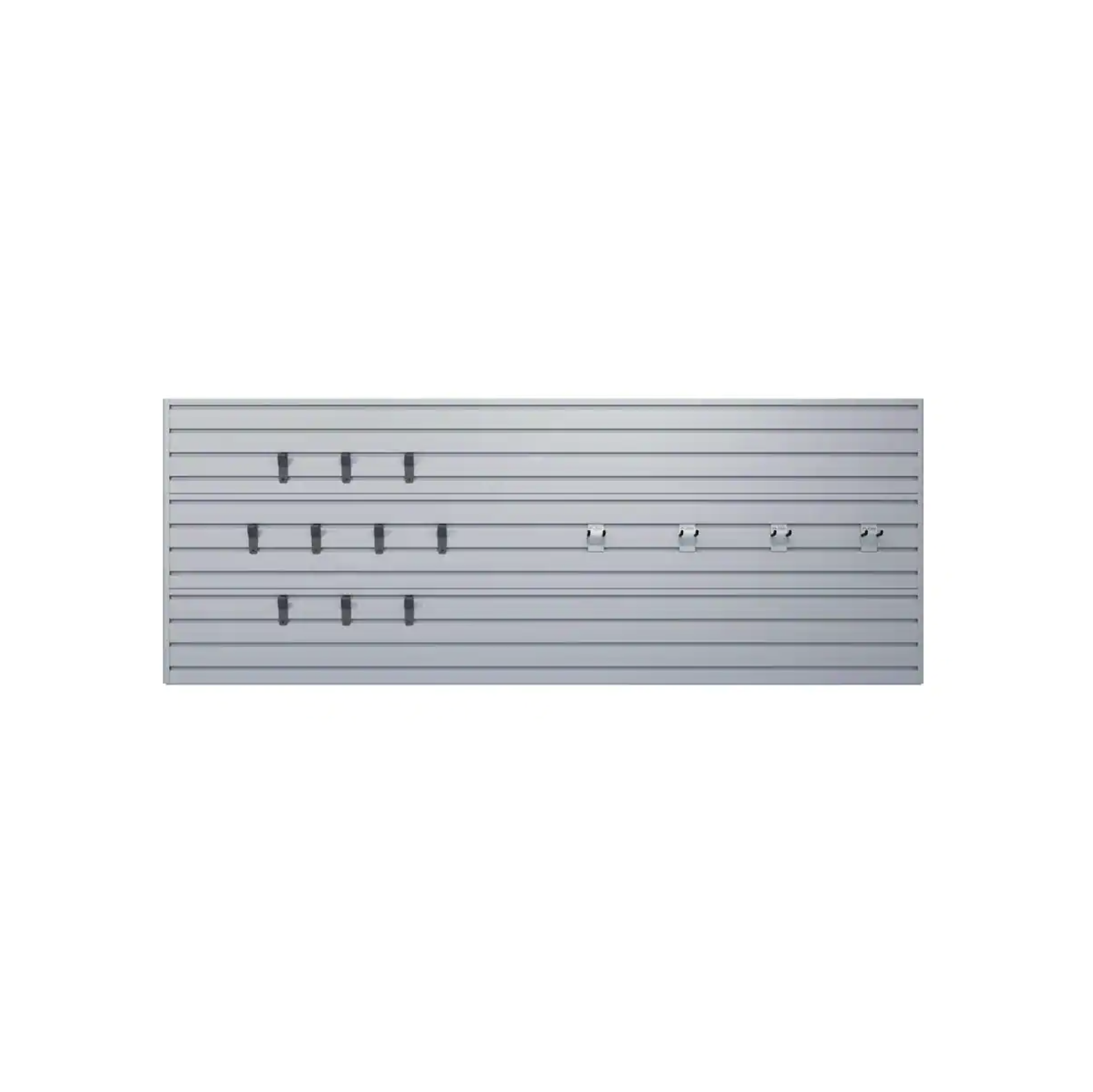 Flow Wall 36 in. H x 96 in. W Modular Garage Slat Wall Panel Set With Storage Hooks In Silver (14-Piece)