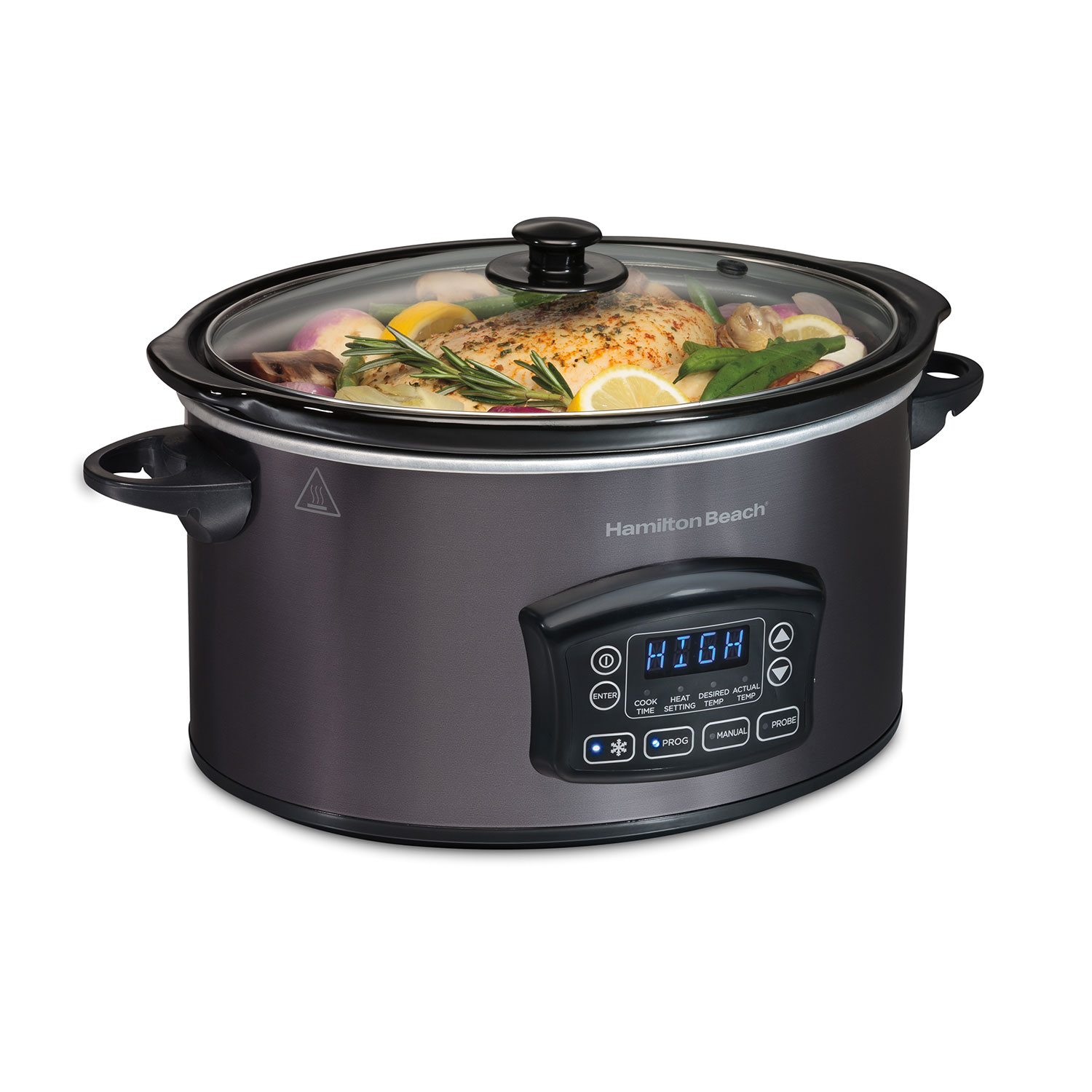Hamilton Beach 33768 Programmable Defrost Slow Cooker. Temperature Probe. 6-Quart Capacity