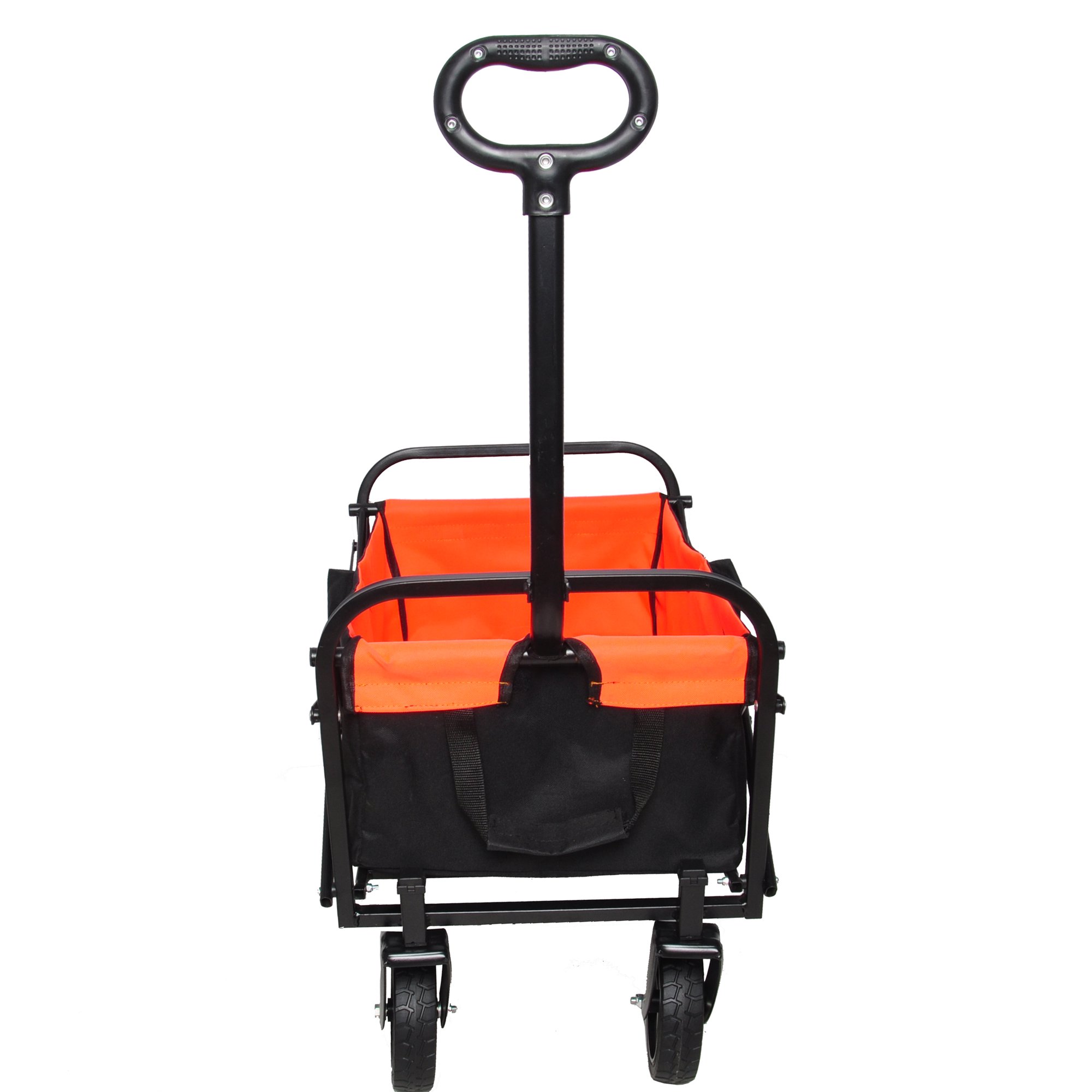 Aukfa Heavy Duty Collapsible Folding All Terrain Utility Beach Wagon Cart. Orange/Black