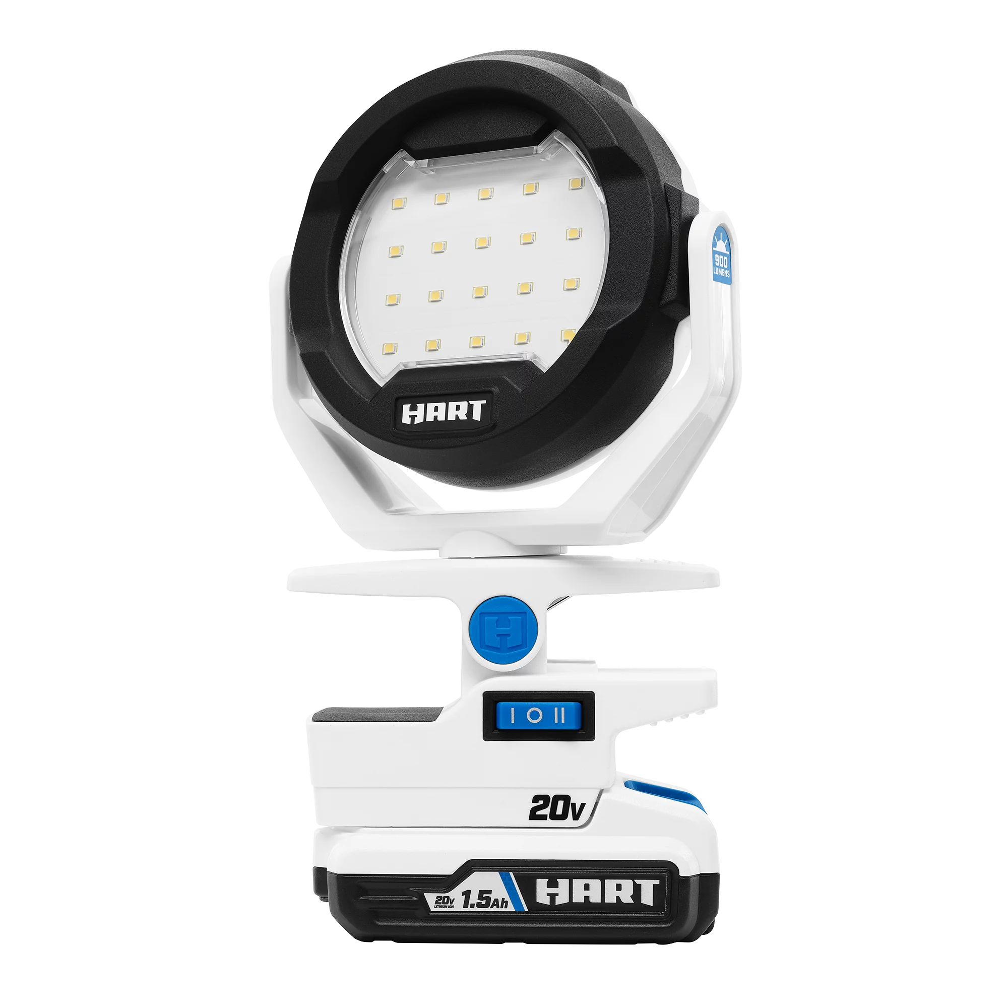 Hart 20-Volt LED Clamping Light Kit (1) 20-Volt Lithium-Ion Battery. 900 Lumens
