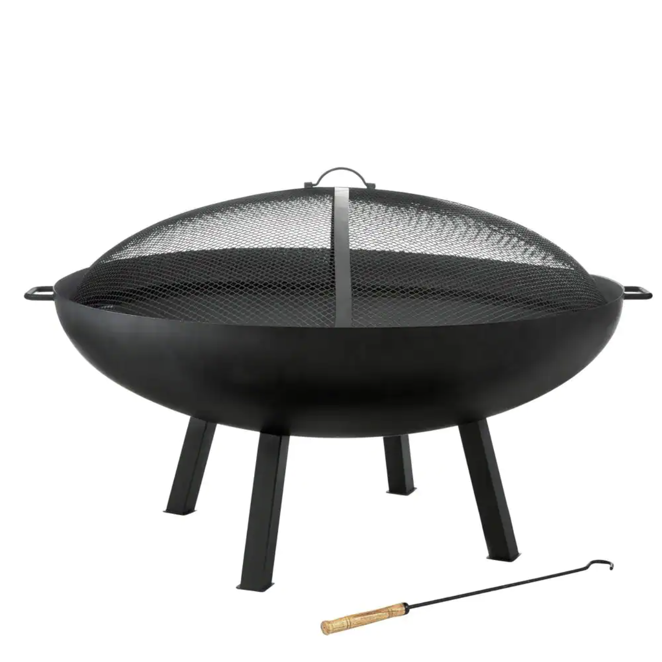 Hampton Bay Windgate 40 in. Dia. Round Steel Wood Burning Fire Pit with Spark Guard