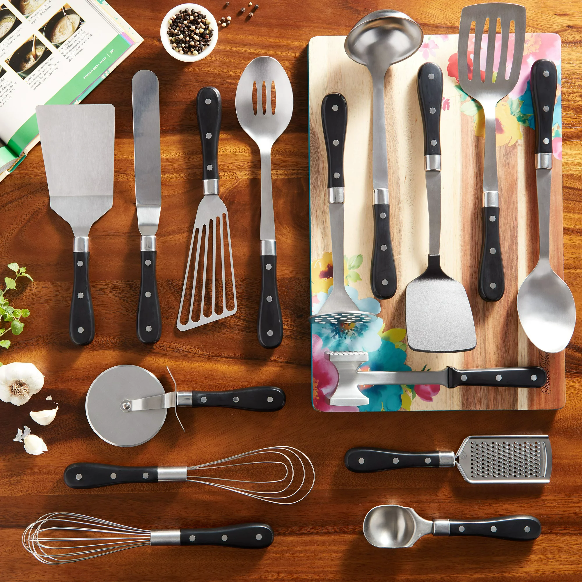 The Pioneer Woman Frontier Collection 15 Piece All-In-One Tool and Gadget Set. Black