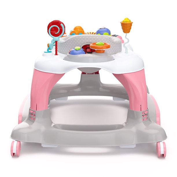 Storkcraft 3-In-1 Activity Center Walker And Rocker With Jumping Board And Feeding Tray. Pink