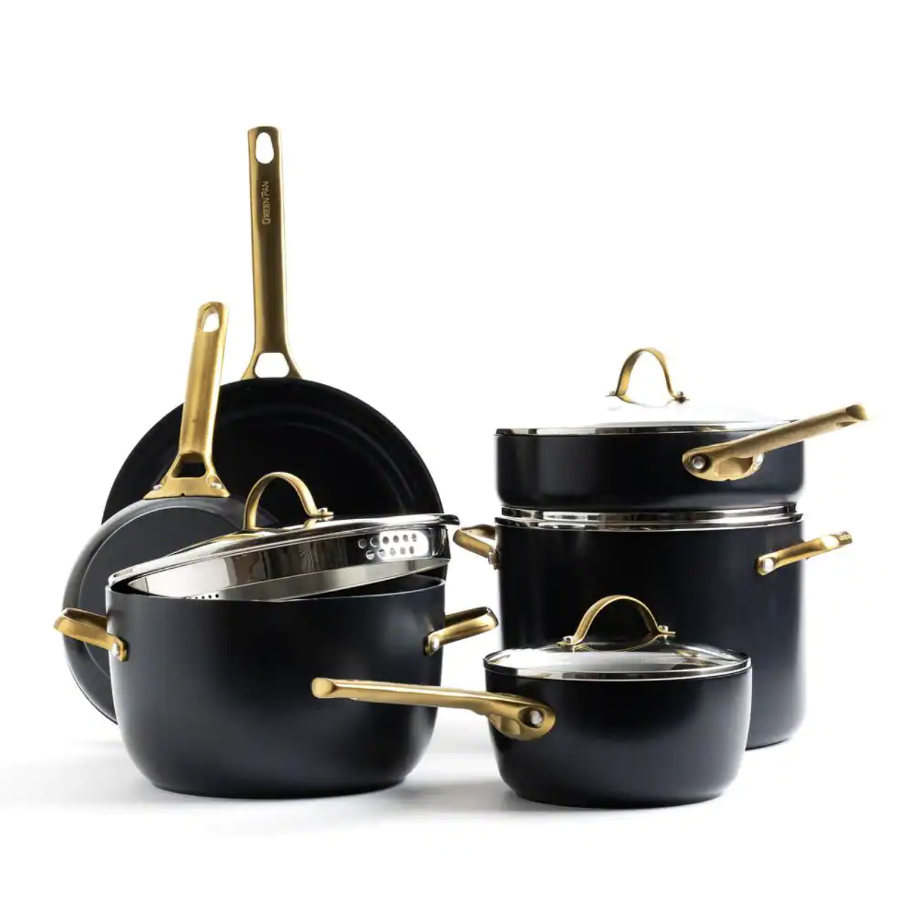 GreenPan Reserve 10-Piece Hard Anodized Aluminum Ceramic Nonstick Cookware Pots and Pans Set in Black