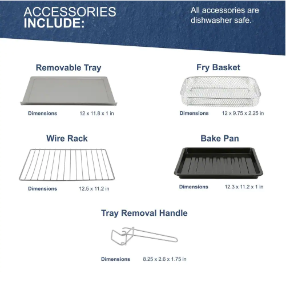 Elite Gourmet 22 qt. Black Stainless Steel Digital Air Fryer Oven with LCD Display and Interior Light- Silver