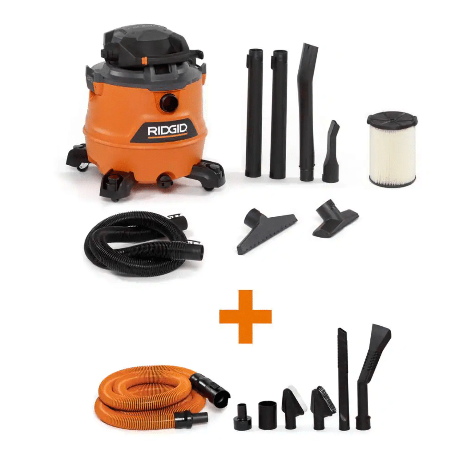 Ridgid HD1600C 16-Gal. 6.5-Peak HP NXT Wet/Dry Shop Vacuum with Detachable Blower. Filter. Hose. Accessories & Car Cleaning Kit