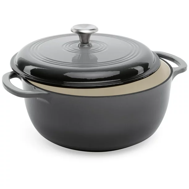 Best Choice Products 6qt Non-Stick Enamel Cast-Iron Dutch Oven. Gray