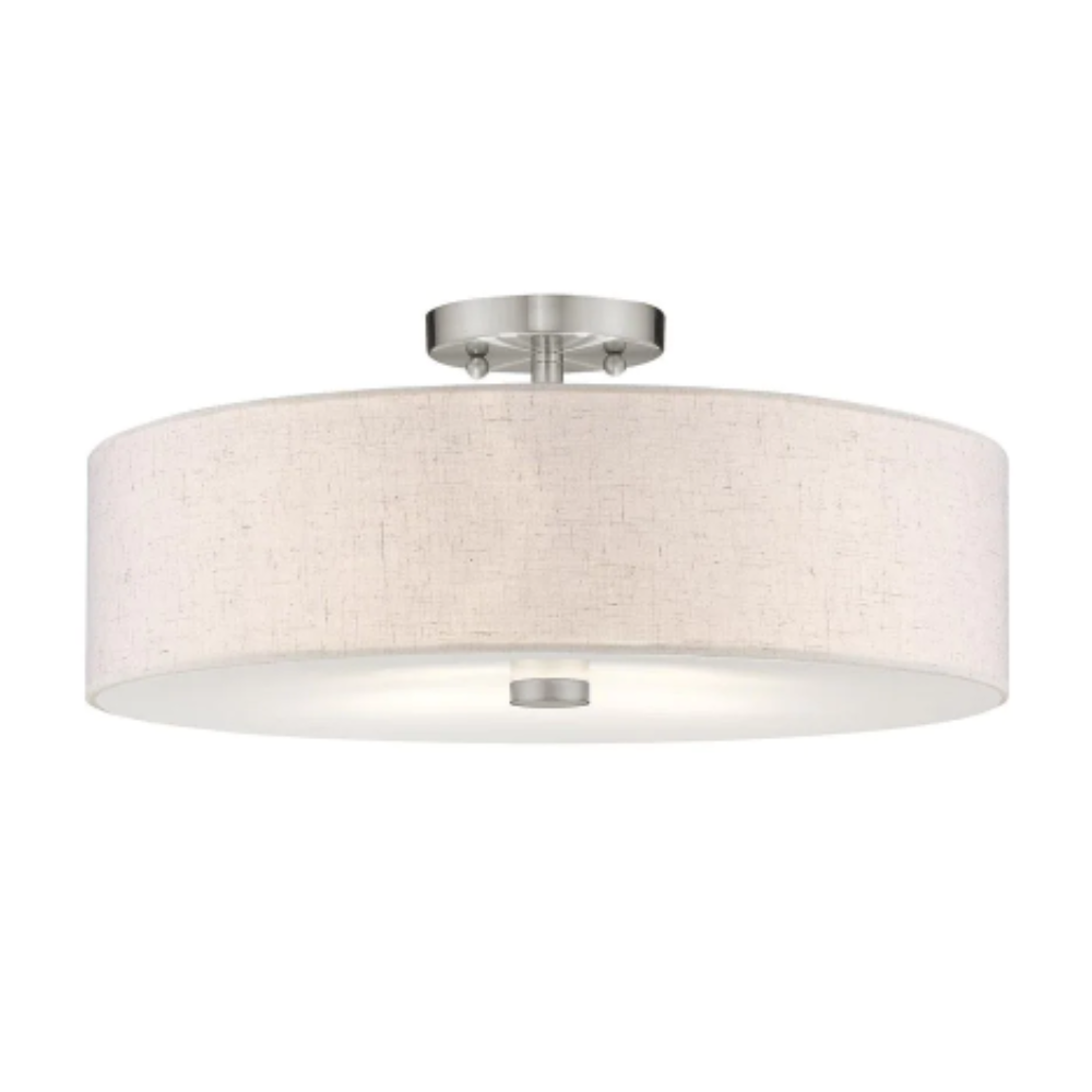 Livex Lighting Meridian 4 Light Brushed Nickel Semi Flush Mount