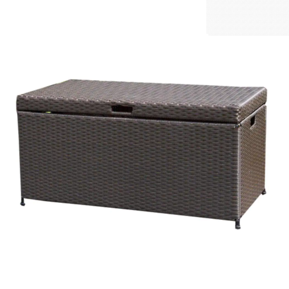 Jeco Espresso Wicker Patio Furniture Storage Deck Box