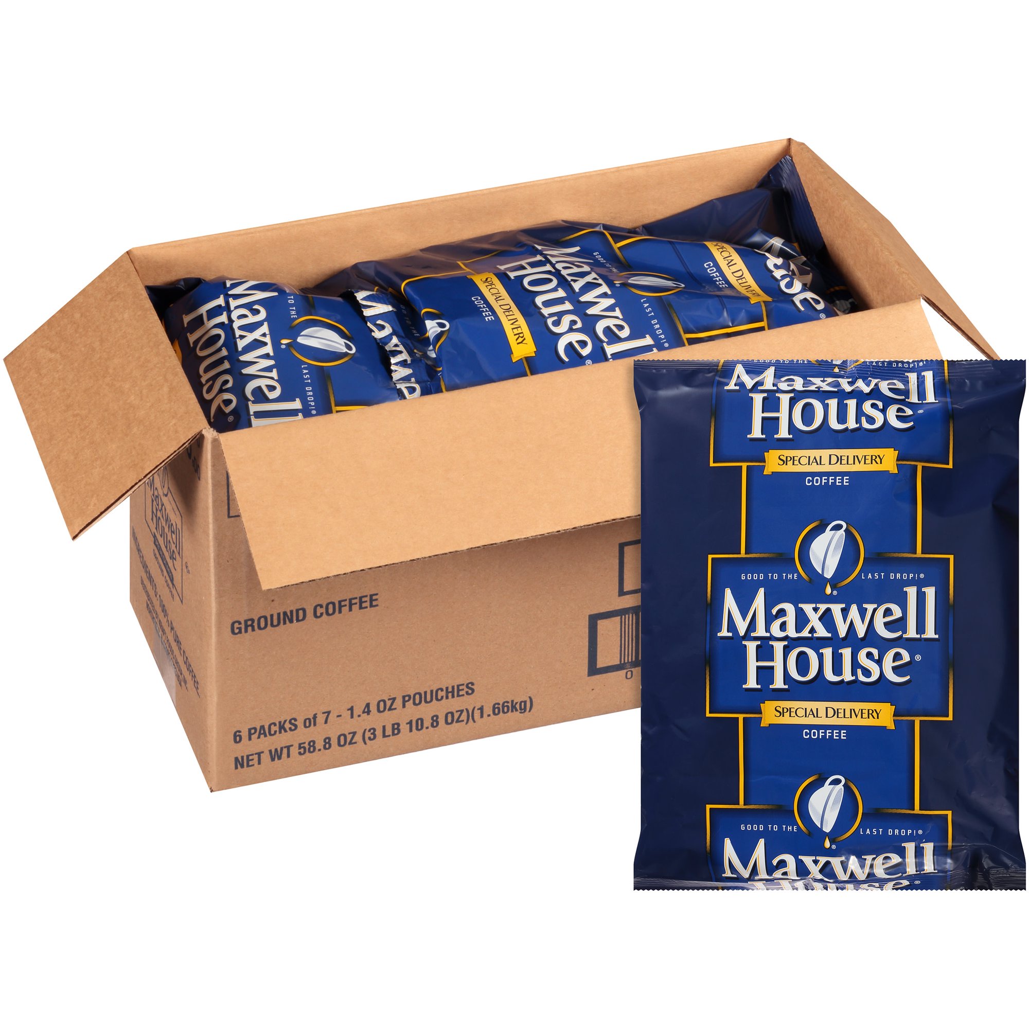 Maxwell House Special Delivery Ground Coffee Filter Packs. 1.4 oz. Packets. 42 per Case