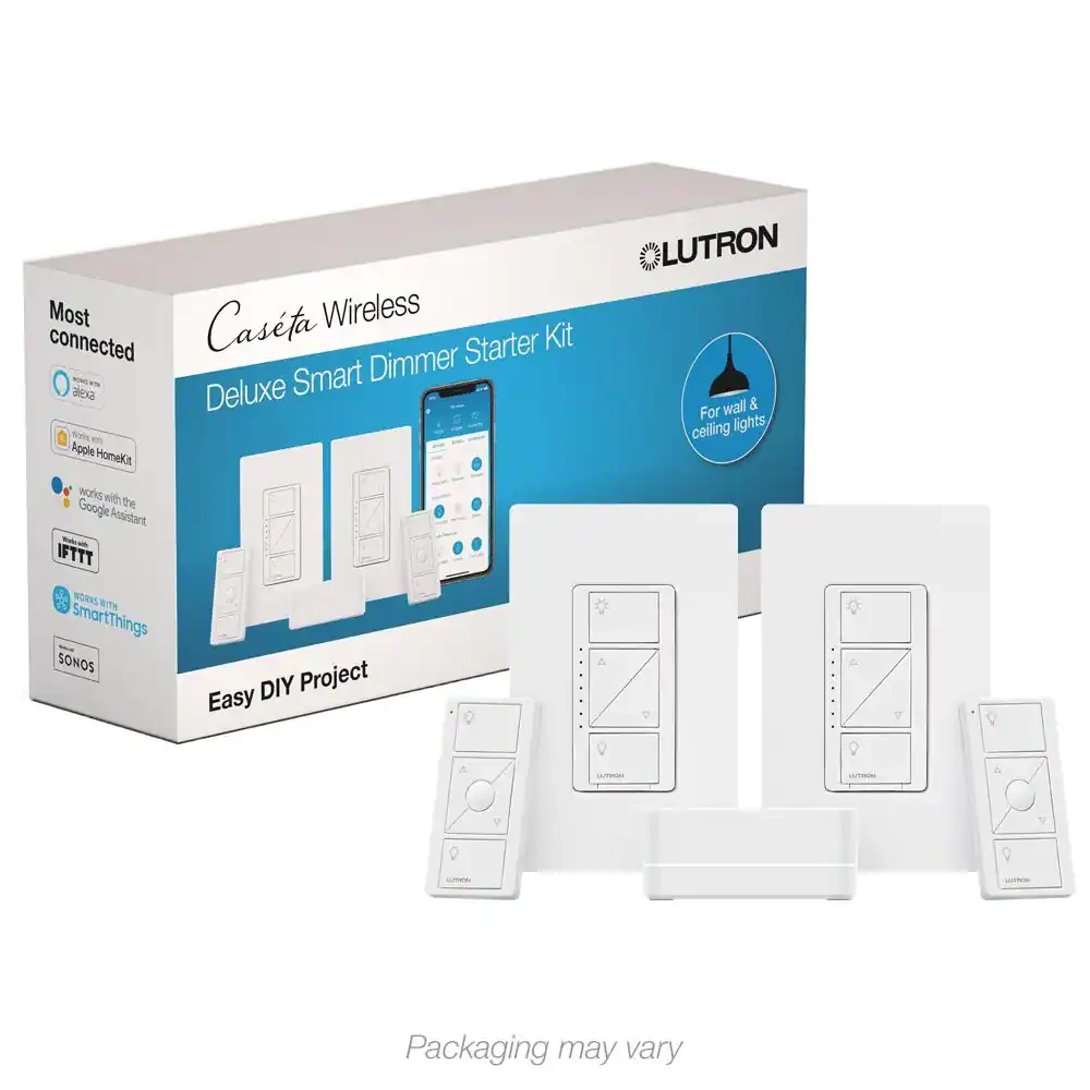 Lutron Caseta Wireless Smart Lighting Dimmer Switch (2 Count) Starter Kit With Smart Bridge
