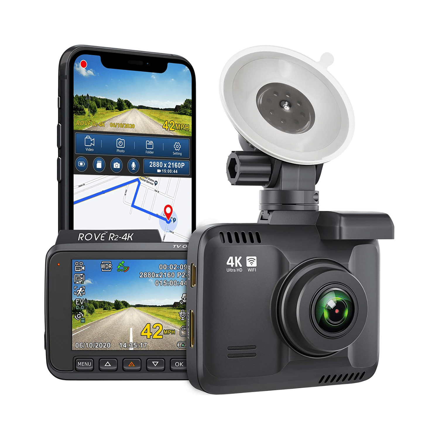 Rove R2-4K Dash Cam Built In WiFi GPS Car Dashboard Camera Recorder