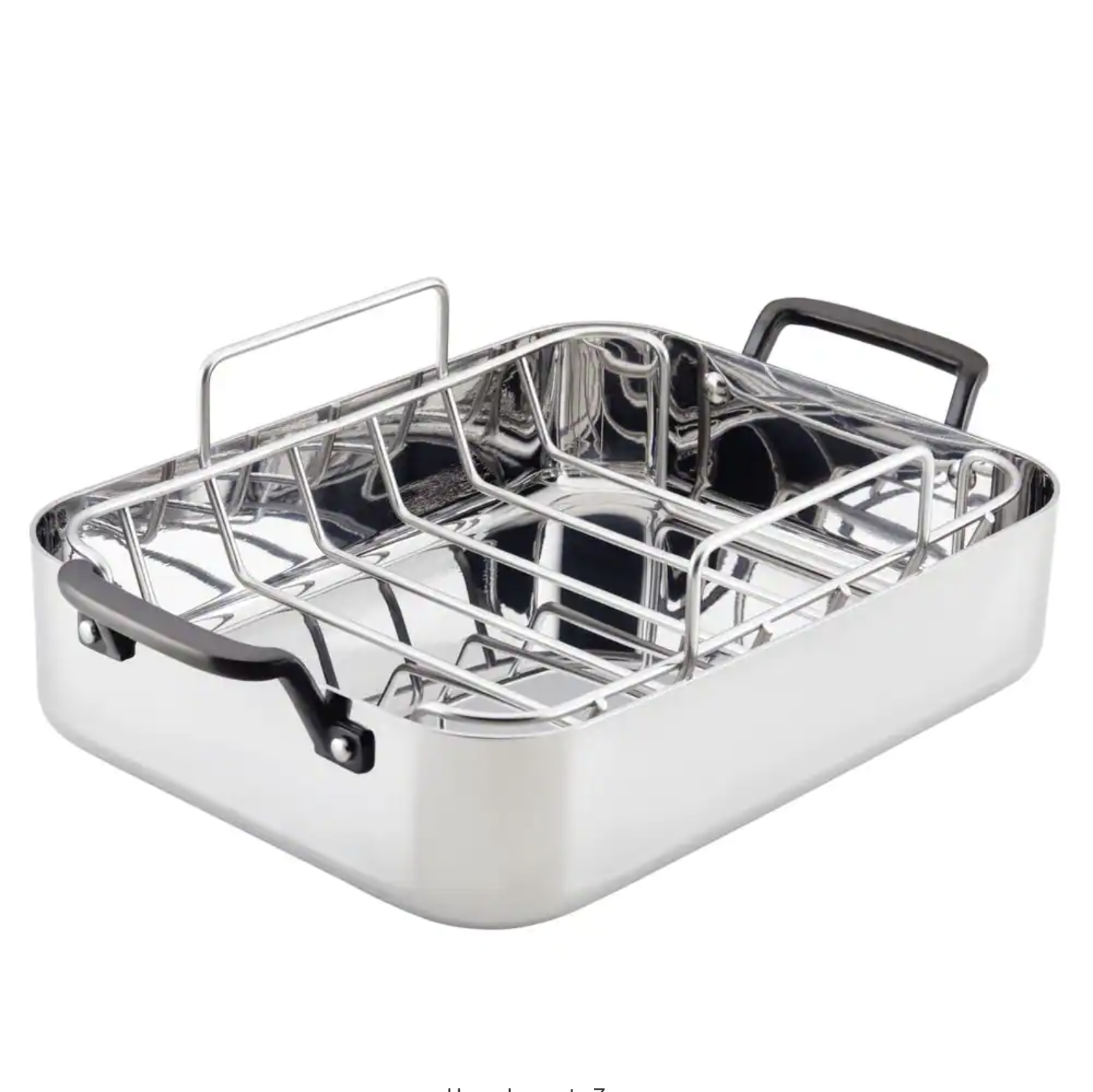 KitchenAid 5-PLY. 10.4 qt.. Polished. Stainless Steel. Induction. Roasting Pan with Rack