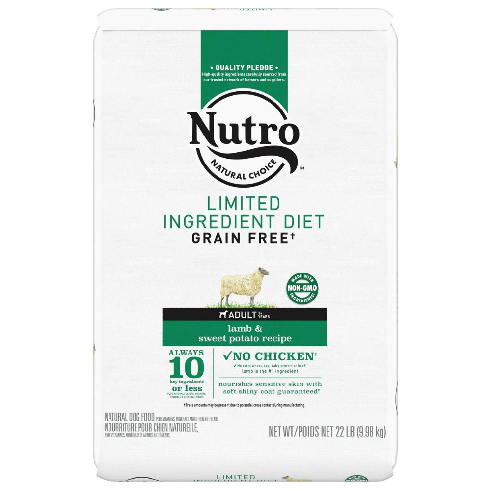Nutro Limited Ingredient Diet Sensitive Support with Real Lamb & Sweet Potato Grain-Free Adult Dry Dog Food. 22 lbs