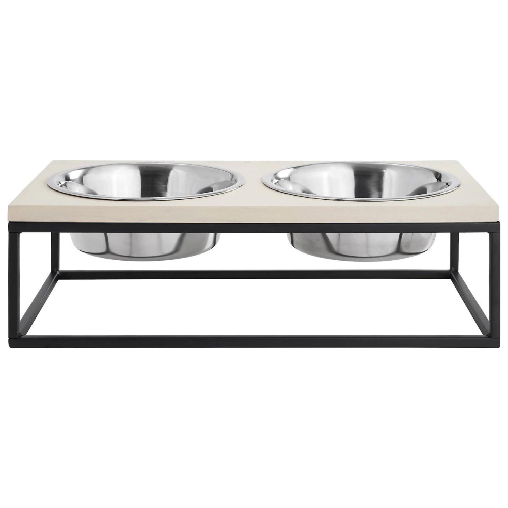 Sam-s Pets Dan Single Wood & Stainless Steel Dog Bowl. Large