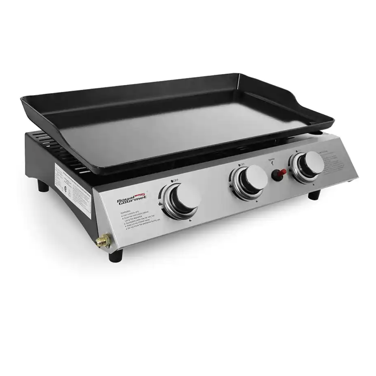 Royal Gourmet Portable 3-Burner Built-in Propane Gas Grill in Stainless Steel