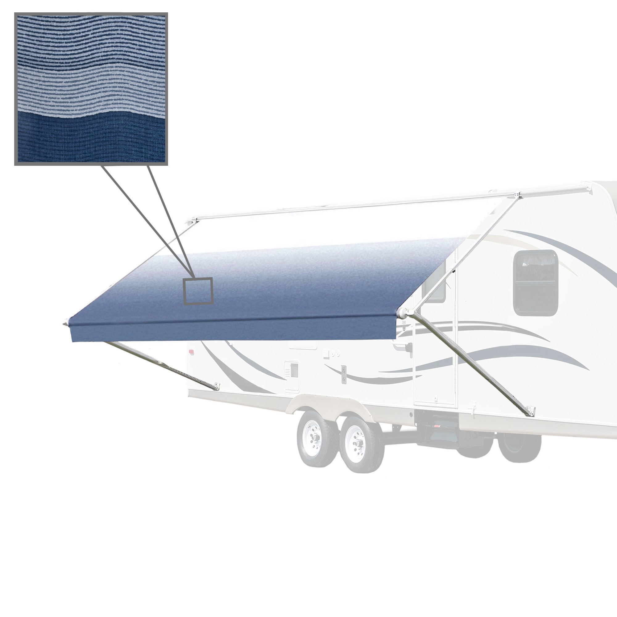 Aleko 12′ x 8′ Vinyl RV Awning Fabric Replacement for Retractable Awning. Blue Striped Color