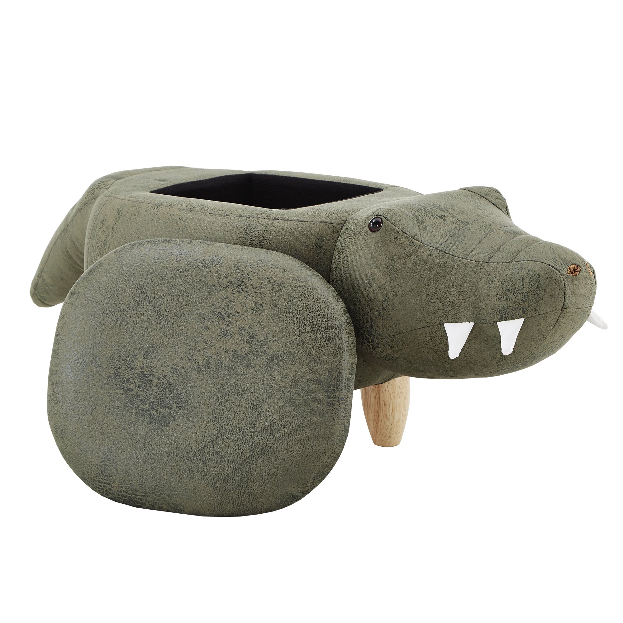 Weston Home Nieuwe Animal Storage Ottoman. Green Alligator