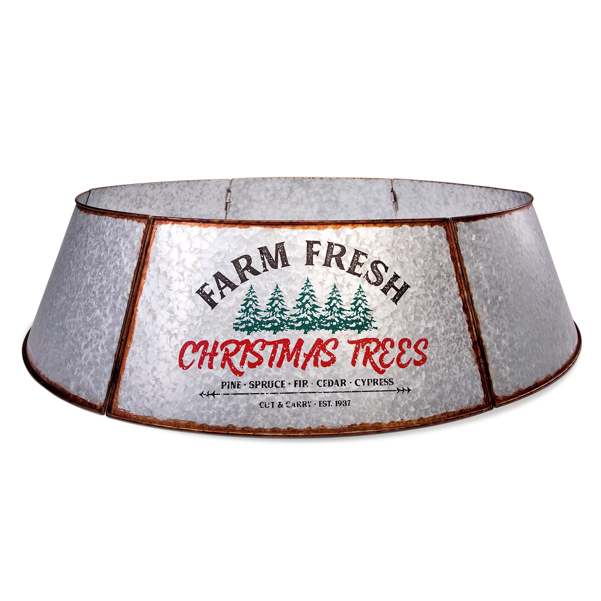 Galvanized Tree Collar - Large To Small Christmas Tree. Adjustable Metal Skirt. Super Oversize