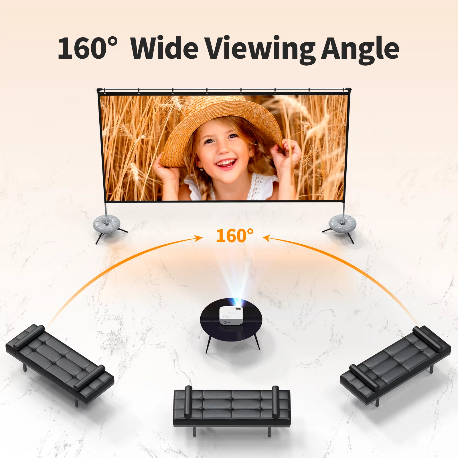 Wewatch 120-In Foldable Projection Screen with Stand 16:9. 4K HD Outdoor Movies Screen with Carry Bag