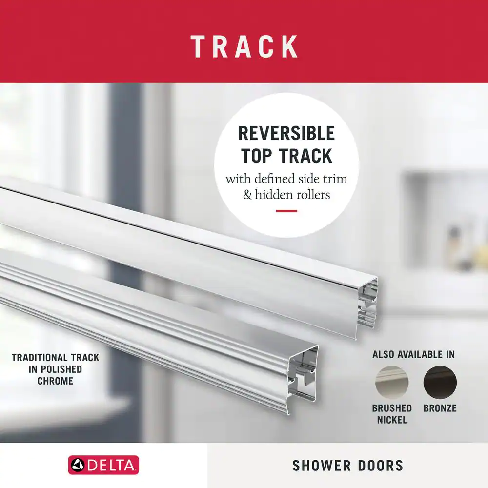 Delta 60 in. Semi-Frameless Traditional Sliding Bathtub Door Track Assembly Kit in Chrome