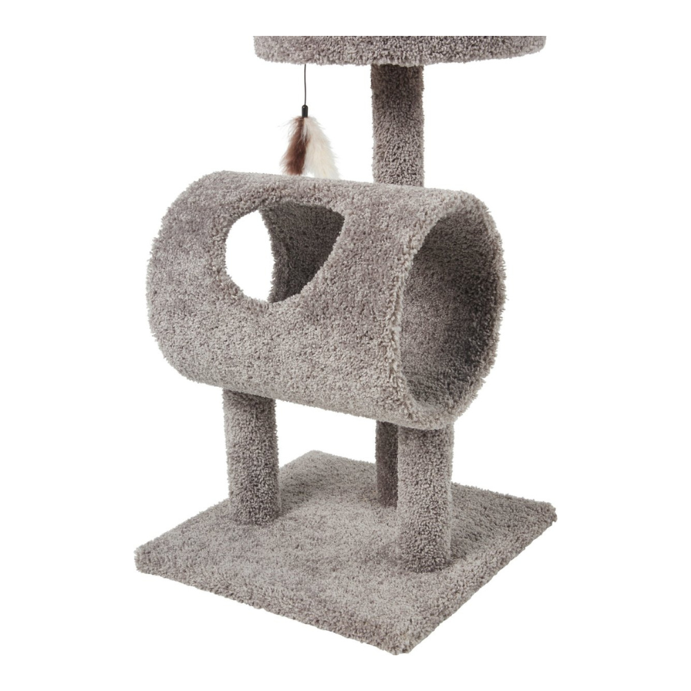 Frisco 35-In Real Carpet Cat Tree With Tunnel. Gray