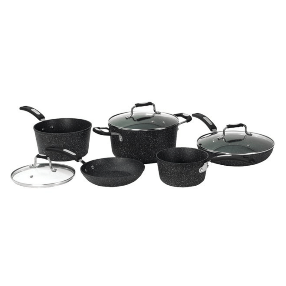 Starfrit The Rock 8 Piece Cookware Set with Bakelite Handles. Black