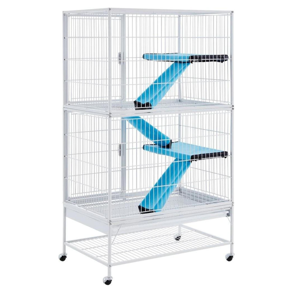 Yaheetech 2-Story Removable Ramp & Platform Small Pet Cage. 54-in. White