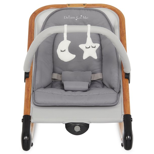 Dream On Me Rock With Me 2-In-1 Rocker And Stationary Seat. Compact Portable Infant Rocker. Gray