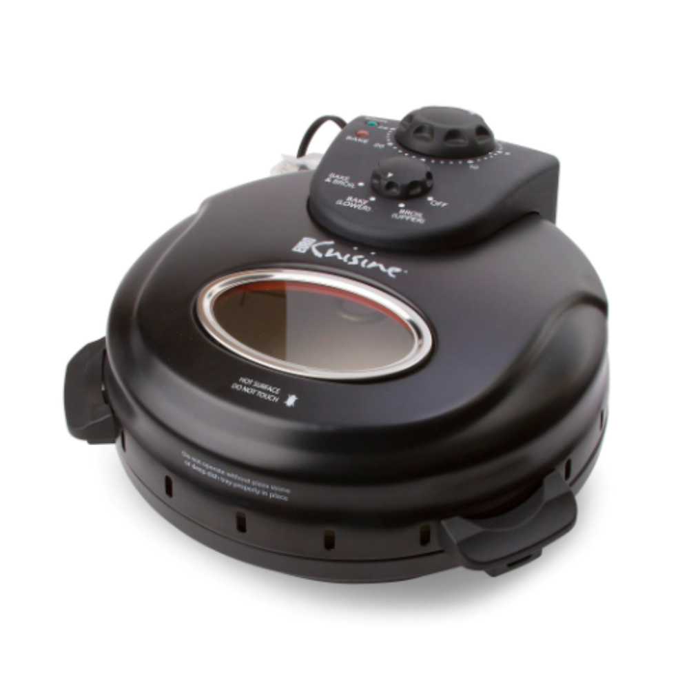Euro Cuisine 12 in. Black Electric Oven Pizza Maker with Lid