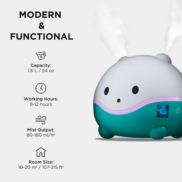LittleHippo WISPI Ultrasonic Humidifier. Essential Oils Diffuser and Night Light for Children/Kids