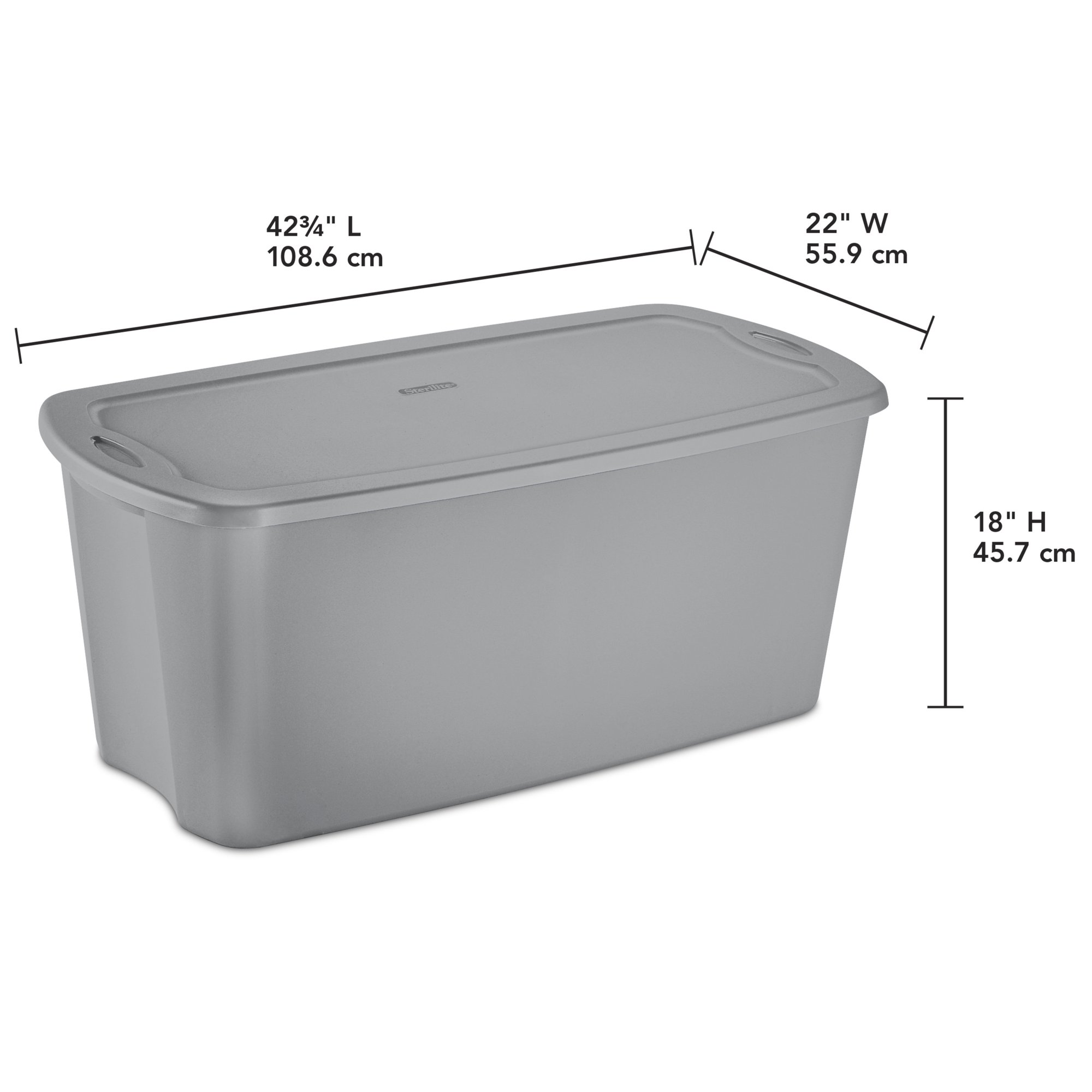 Sterilite Adult Plastic 50 Gal. Tote Box Plastic. Titanium. Set of 4