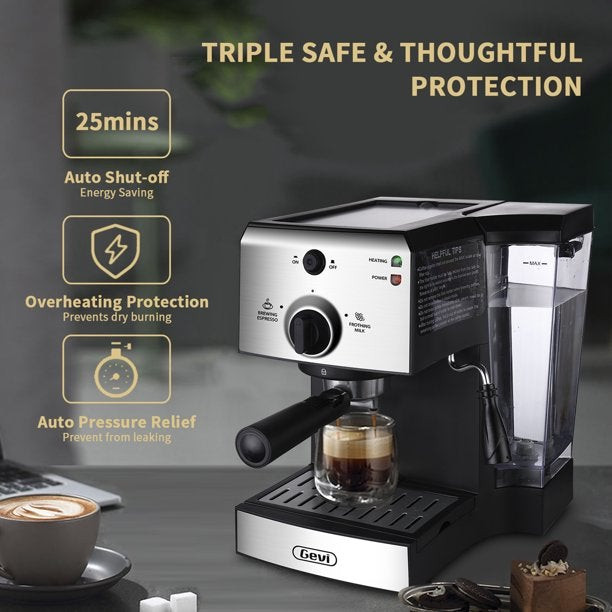 Gevi 15bar Espresso Machine Cappuccino Maker Latte Machine. 42 Oz Removable Water Tank