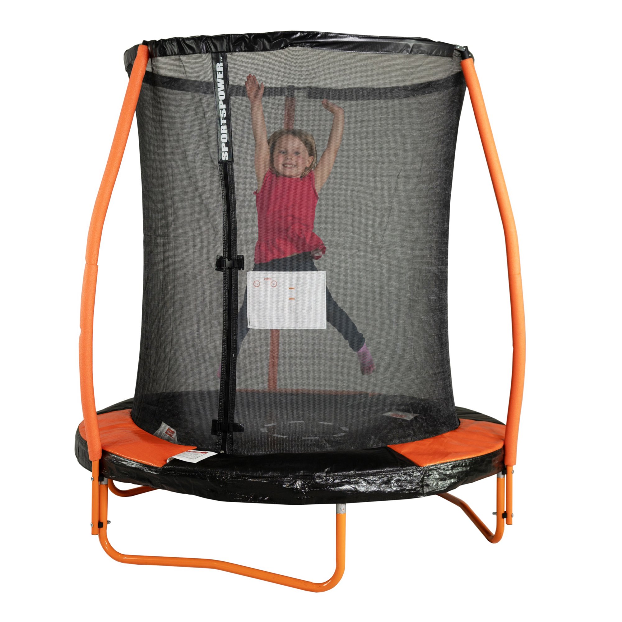 Bounce Pro 6-Foot Trampoline. with Enclosure and Mini Flash Light Zone. Orange