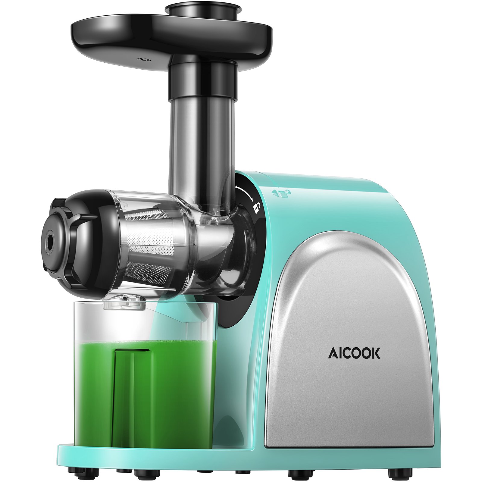 Aicook Slow Masticating Juicer with Quiet Motor. Recipes and Reverse Function. Green