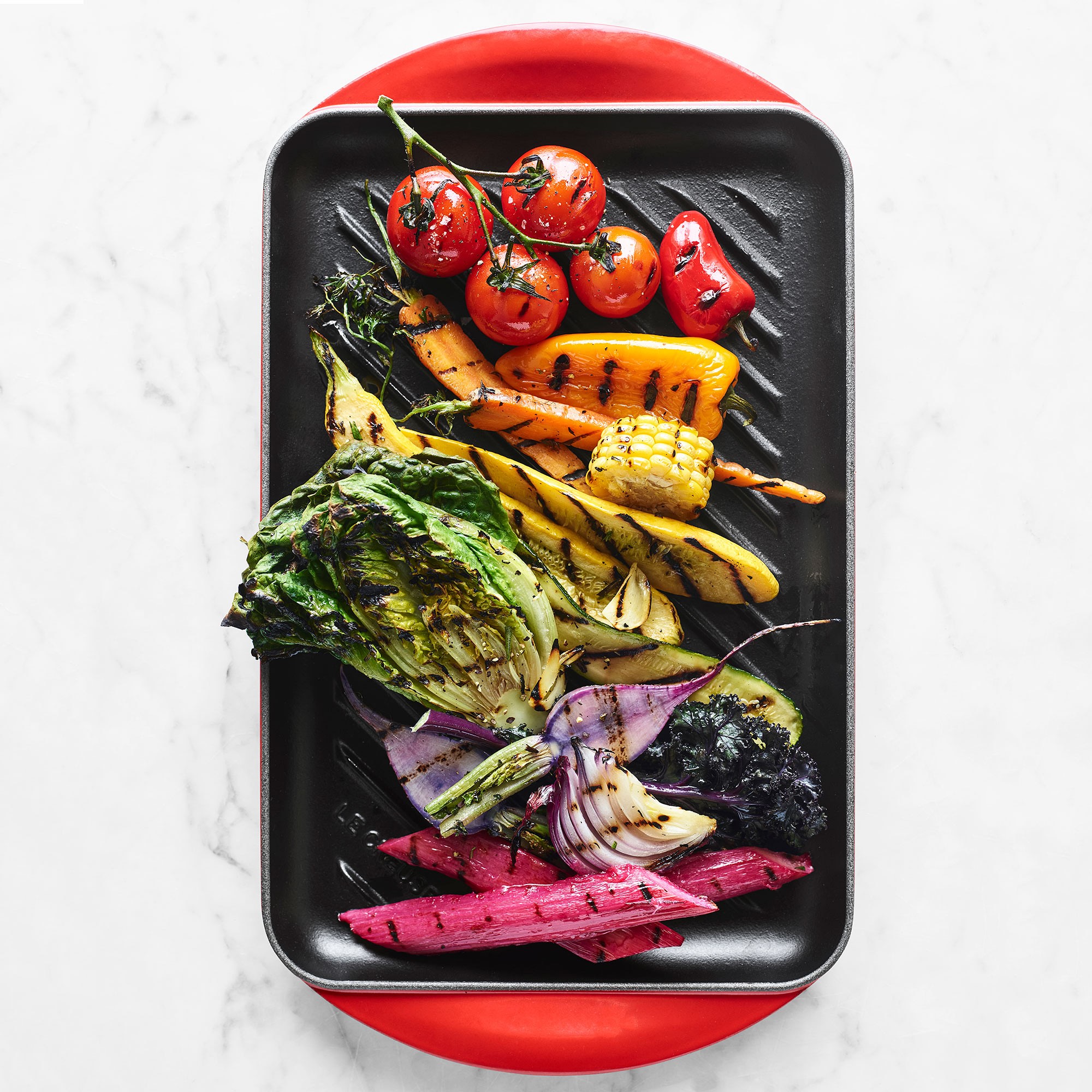 Enameled Cast Iron Skinny Grill. Red