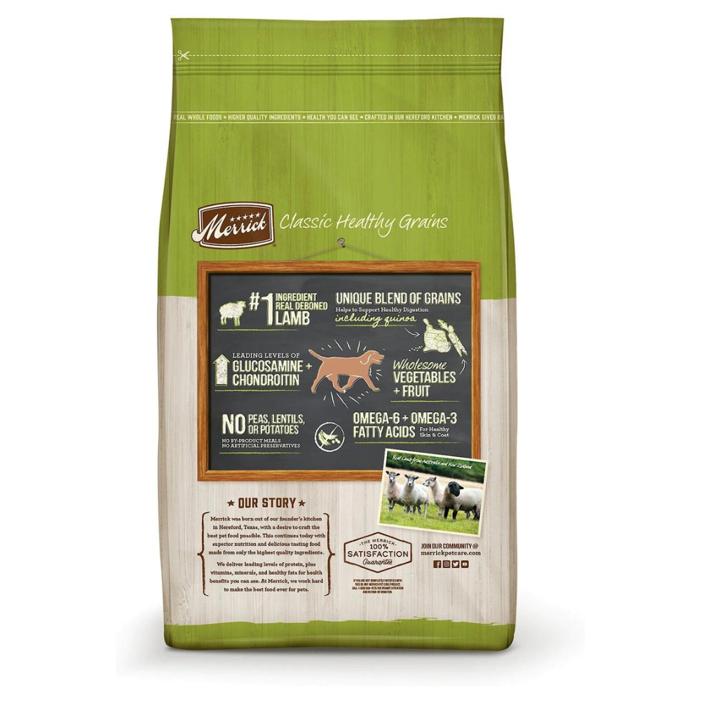 Merrick Classic Healthy Grains Lamb + Brown Rice. 25-lb bag