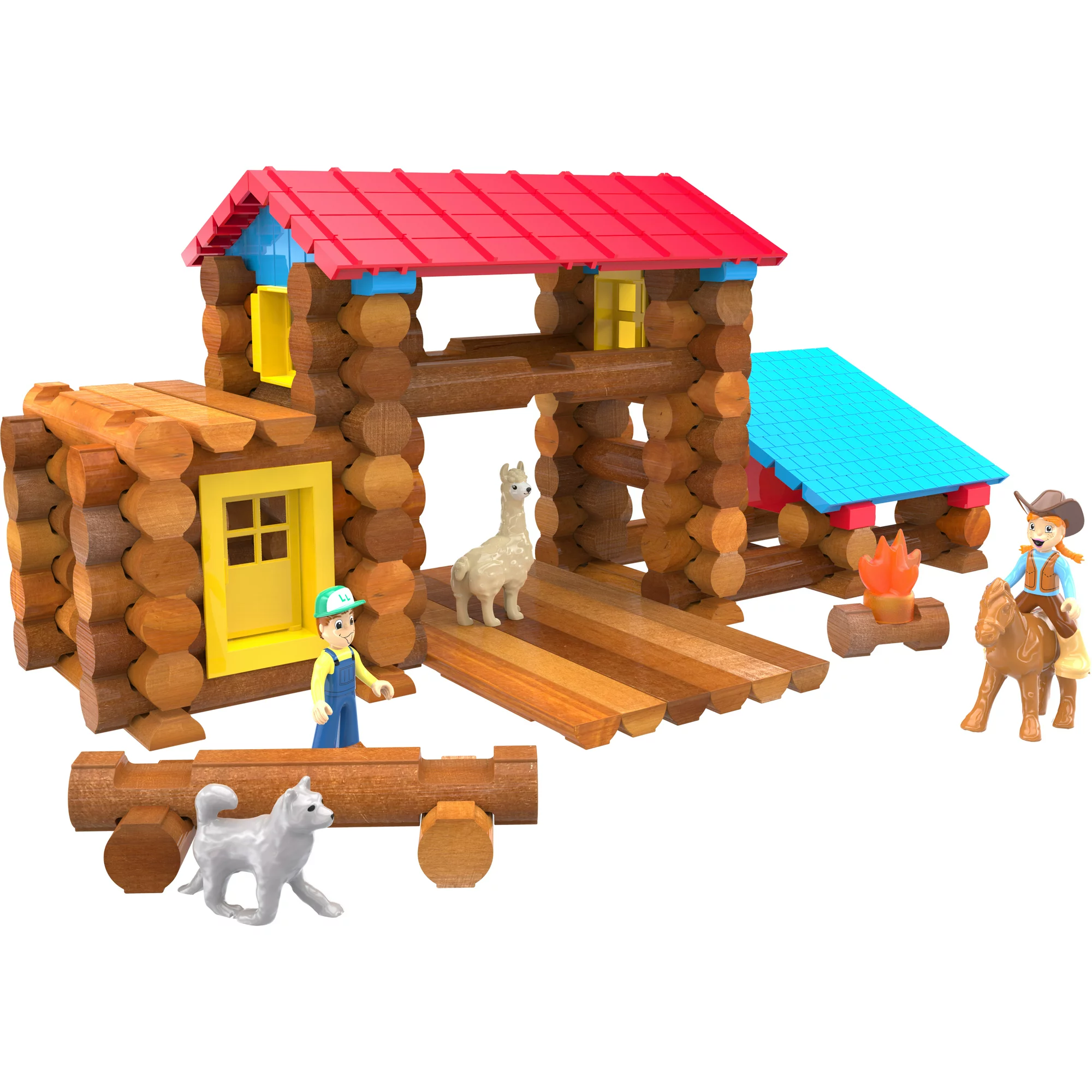 Lincoln Logs Country Campfire Ranch. Real Wood Logs. 124 Pieces - Collectible Tin