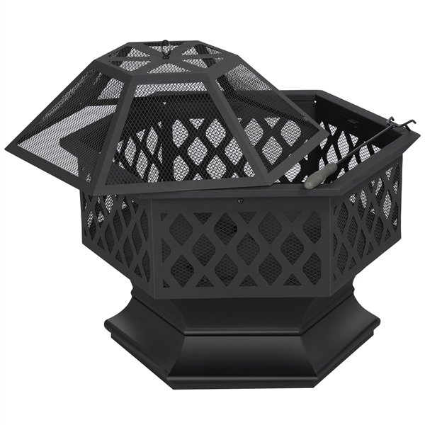 SmileMart 24-in Metal Fire Pit Garden Stove Brazier for Outdoor Patio Backyard Camping Garden
