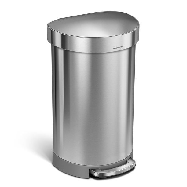 Simplehuman 45 Liter/ 12 Gallon Semi-Round Step Trash Can. Brushed Stainless Steel