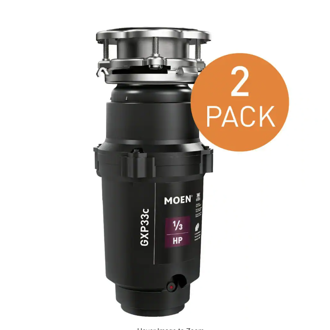 2-Pack Moen Lite Series 1/3 HP Continuous Feed Garbage Disposal with Power Cord and Universal Mount