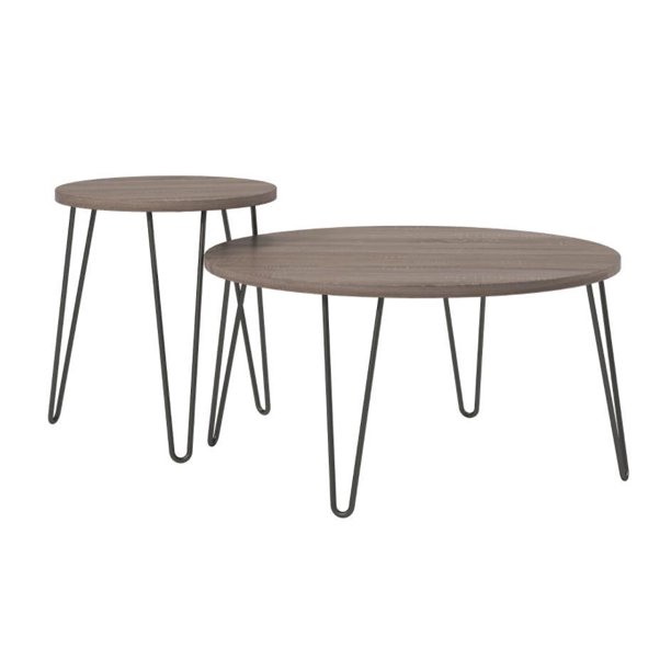 Ameriwood Home Owen Retro Round Coffee Table. Walnut