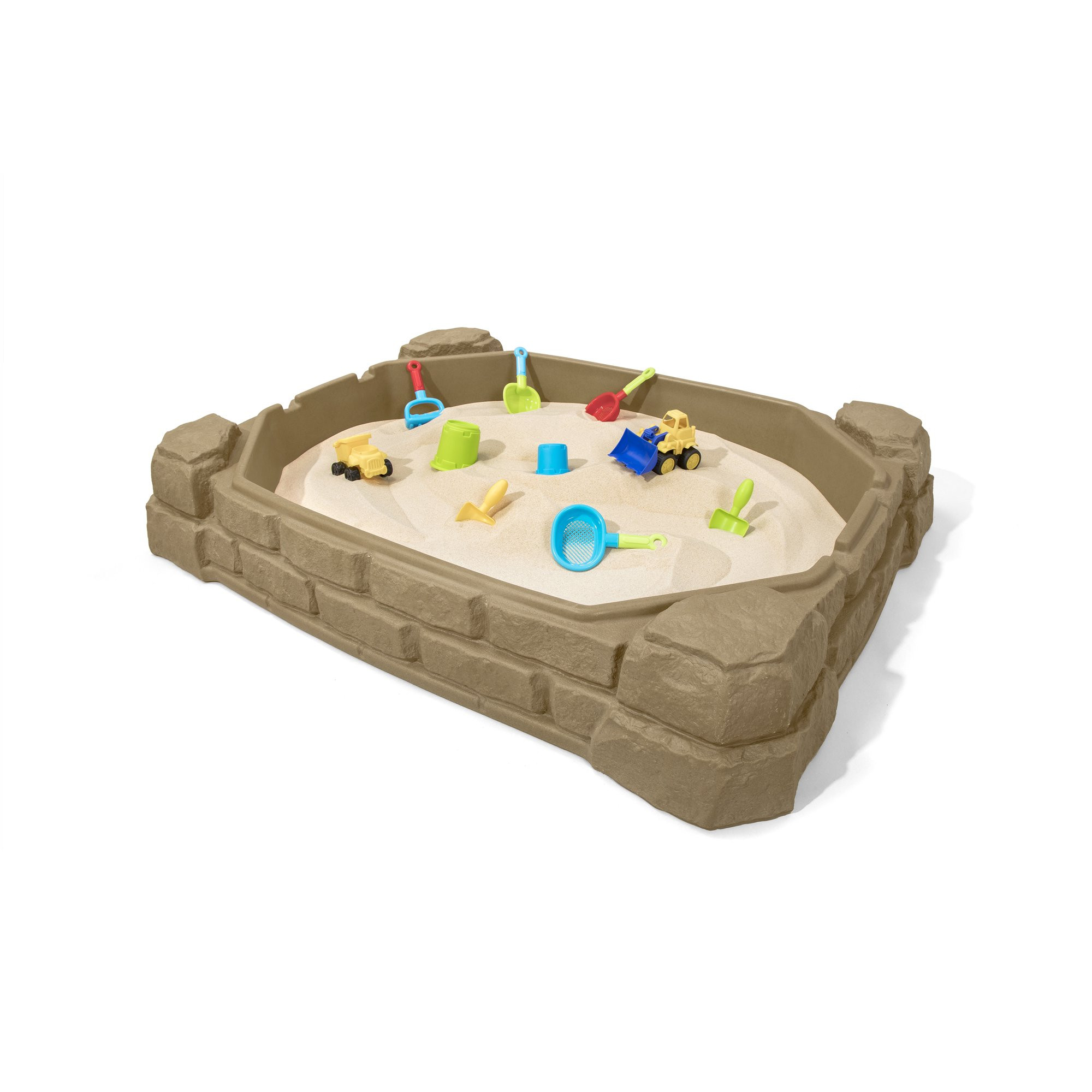 Step2 Naturally Playful 4′ Rectangular Sandbox with Cover Sandstone Beige