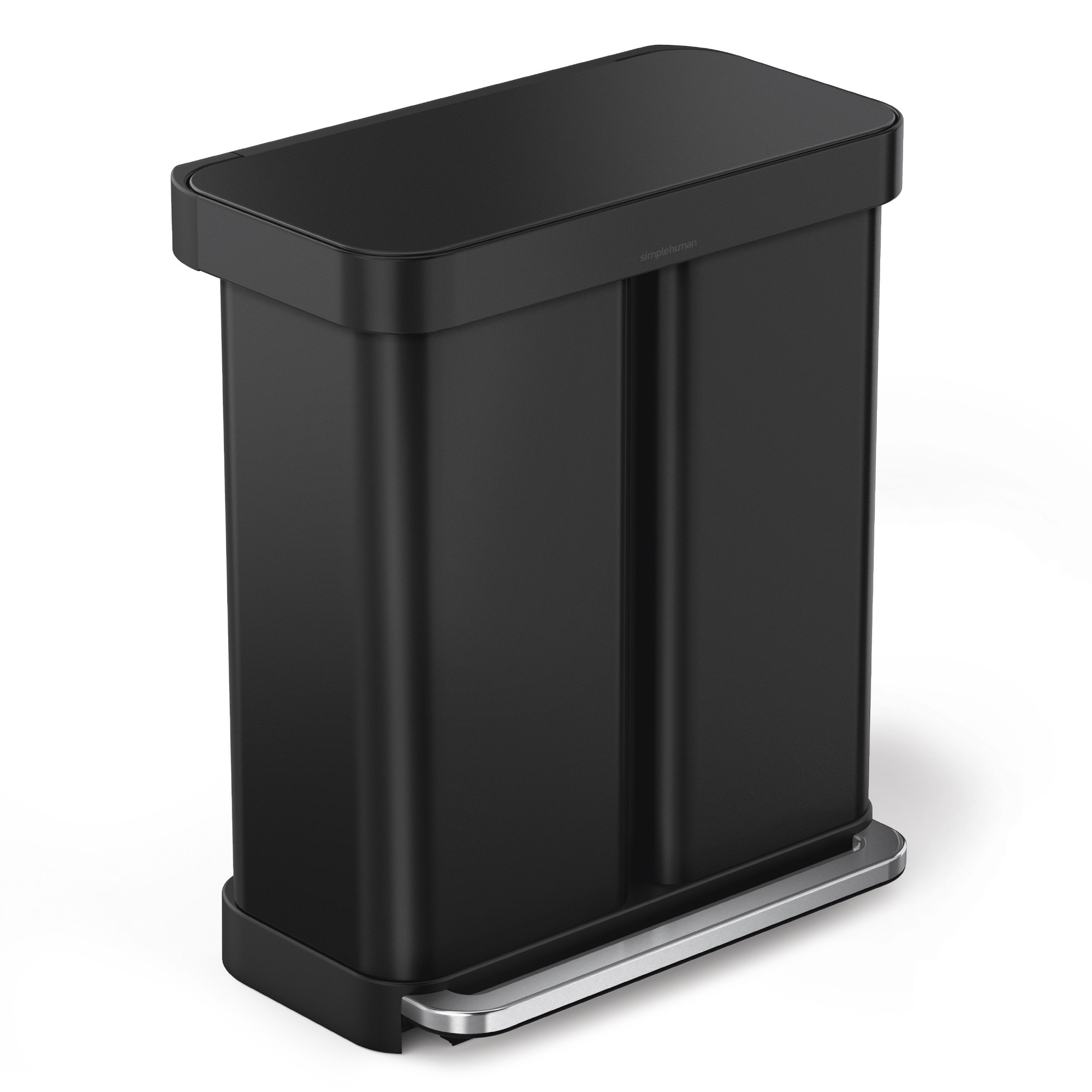 Simplehuman Dual Compartment Step Can with Liner Pocket. 58L. Matte Black