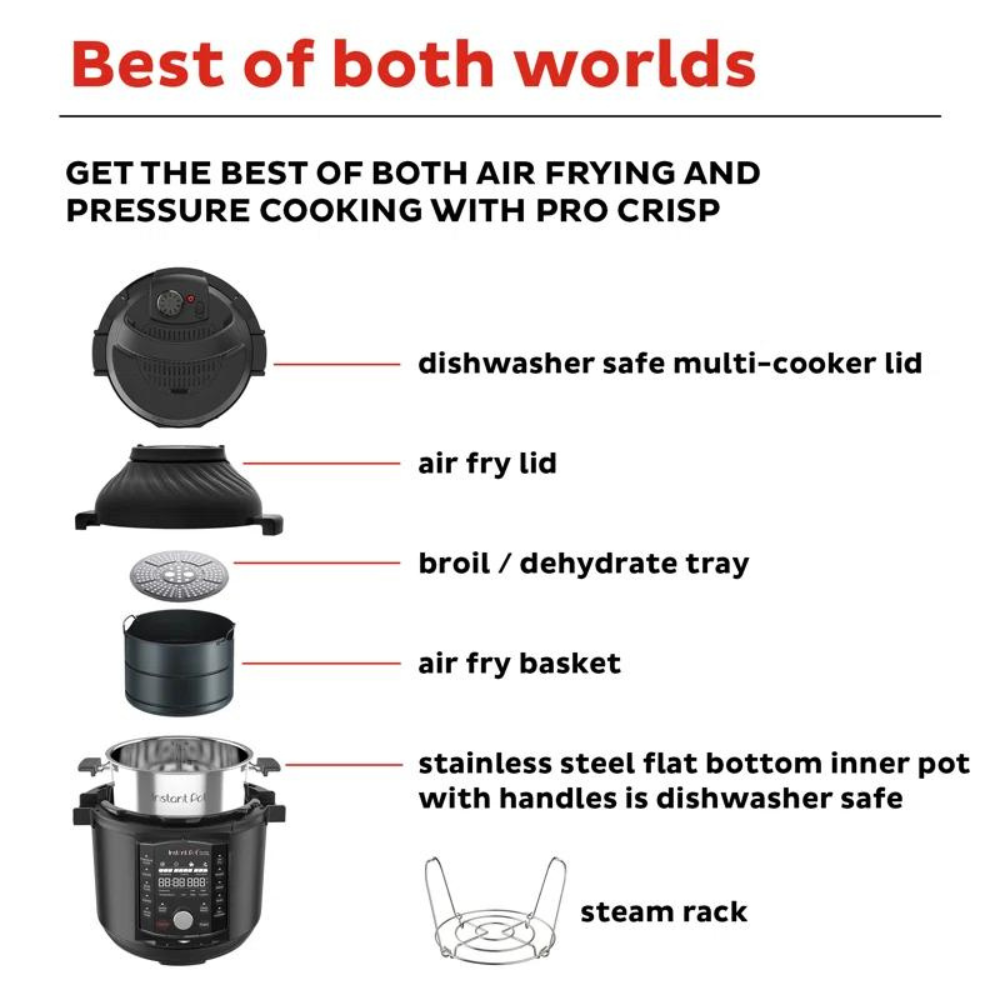 Instant Pot Pro Crisp & Air Fryer 8-quart Multi-Use Pressure Cooker and Air Fryer